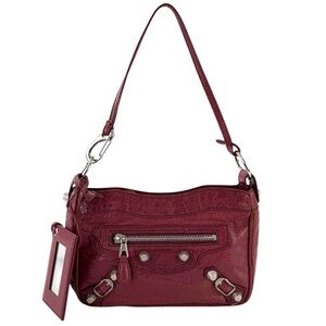 Balenciaga Leather Motocross Hip Giant Studded Shoulder Bag